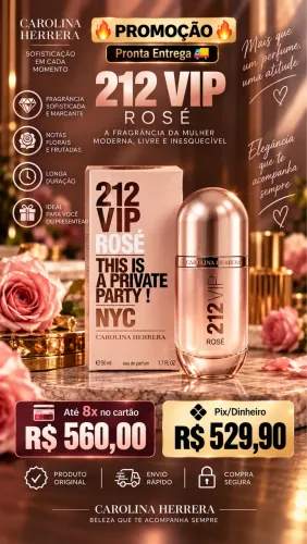 Perfume 212 VIP Rosé Carolina Herrera Feminino - Original