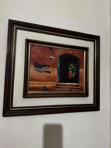 Quadro Antigo Pintura - Obra Vintage com Moldura