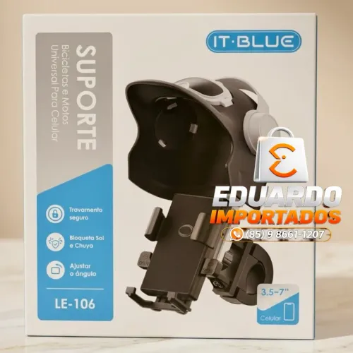 Suporte de Celular Universal p/ Moto e Bike - Bloqueia Sol e Chuva capacete