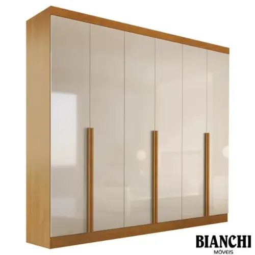 Guarda Roupa Alvorada 6 Portas Nature/Off Bianchi - Entrega Rápida! 