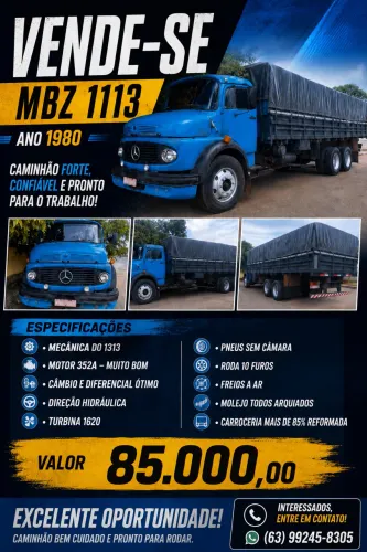 CAMINHÃO MBZ 1113 ANO 1980 