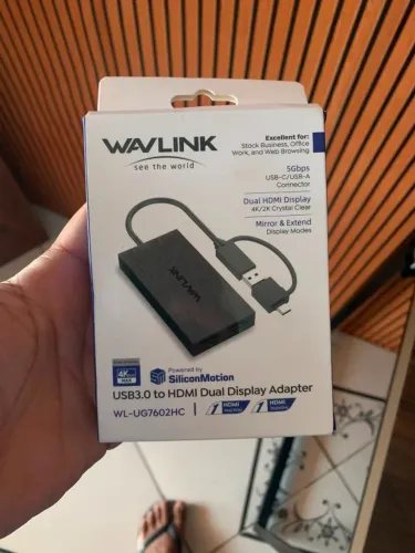 Adaptador Dual Display Wavlink USB 3.0 para Dual HDMI (4K + 2K) - Ideal para Produtividade