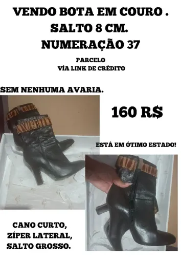 Bota couro cano curto