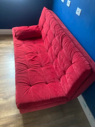 Sofá cama vermelho (reclinável, confortável, 3 lugares)