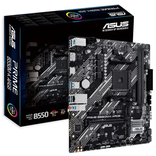 Placa-mãe Gamer Asus Prime B550m Argb Am4 Ddr4 Pcie 4.0 Preto