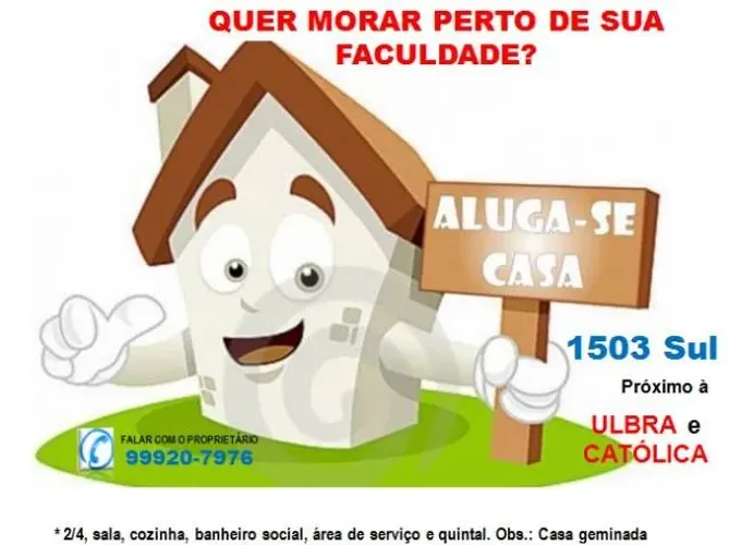 Alugo casa na 1503 sul