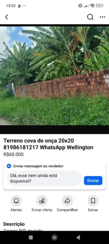 Vendo terreno no loteamento bela vista ( cova de onça)