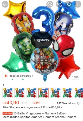 Balões + caixinha de brigadeiro Vingadores