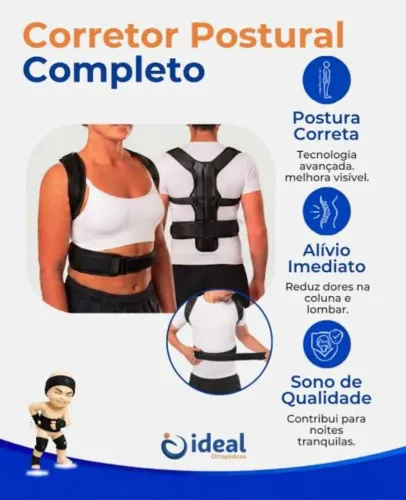 corretor postural ideal completo unissex - NOVO