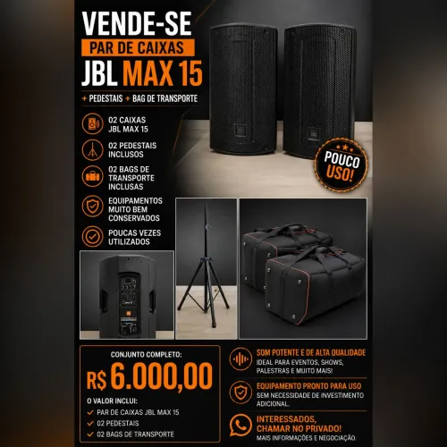 VENDE-SE - PAR DE CAIXAS JBL MAX 15 