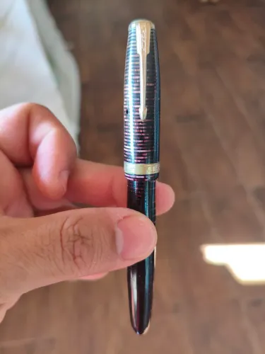 Caneta tinteiro Parker Vaccumatic pena ouro 14k fabricada no Canadá em 1956 IMPECÁVEL 