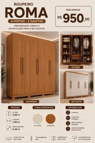 Guarda Roupas Novos! Entrega + montagem: apenas R$ 100,00 em qualquer modelo