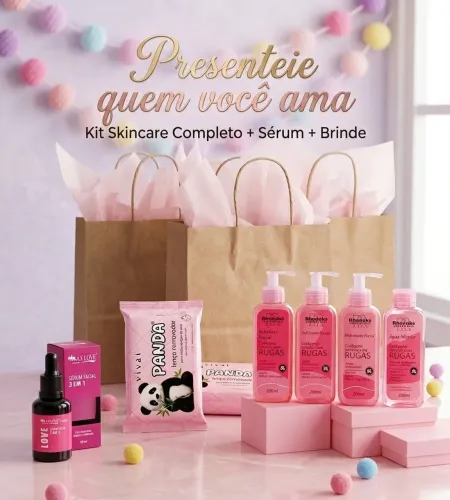 Kit presente: Skincare Completo+sérum 3 em 1+ Brinde