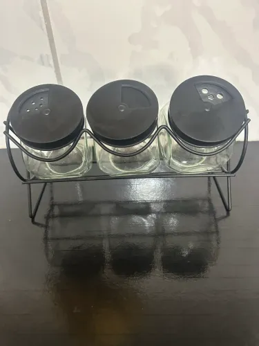 Porta tempero com 3 potes de vidro 