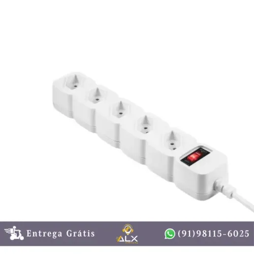 Filtro de Linha (3 Metros) Protetor Eletrônico 5 Tomadas Intelbras Branco *ENTREGA GRÁTIS*