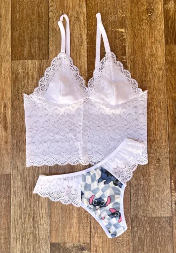 Pijama babydoll de renda