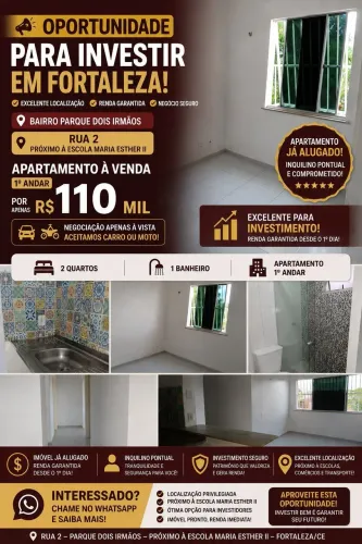 APARTAMENTO À VENDA - 02 QUARTOS -PARQUE DOIS IRMÃOS