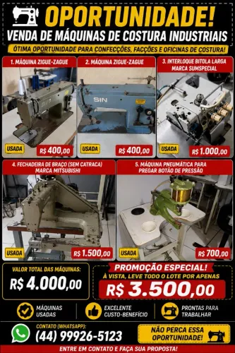 Vendo pacote de máquina usada