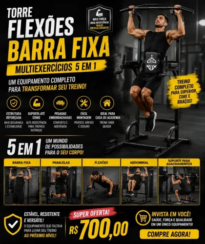 Multi Exercícios Musculação Power Tower Ajustável 220kg