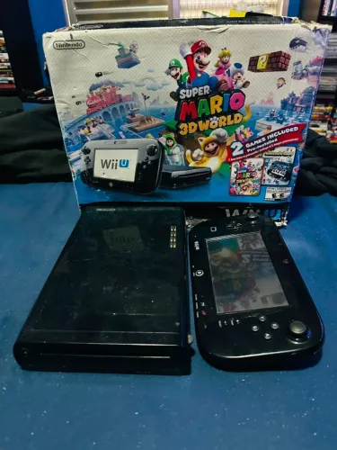 Nintendo Wii U Preto 32gb Com Caixa + 25 Jogos Instalados