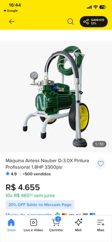 Maquina Airless Nauber D-3.0X Pintura Profissional 1.8HP 3300psi