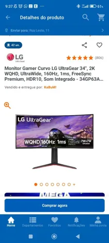 Monitor LG 34 polegadas 