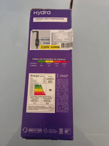 torneira eletrica HIDRA 220V PRETA Bancada