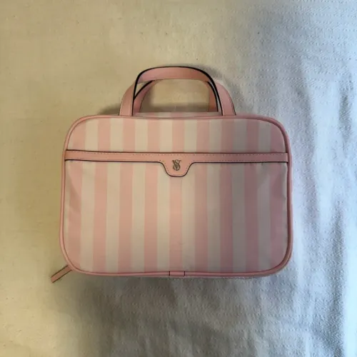 necessaire victorias secret rosa listrada
