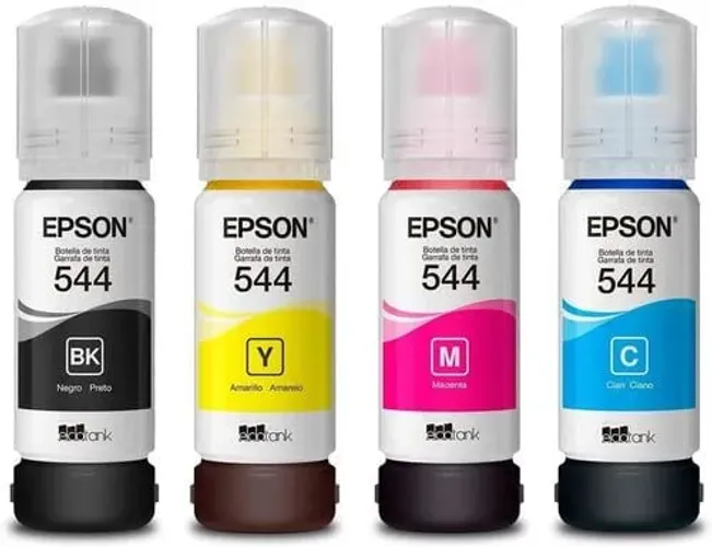 Kit 4 Refil de Tinta Original Epson, Preto, Ciano, Magenta, Amarelo, T544520-4P