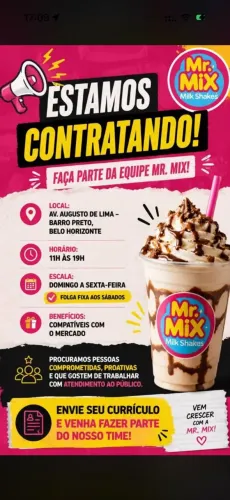 VAGA DE EMPREGO ? ATENDENTE | MR. MIX