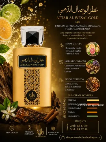 Al Wataniah Attar Al Wesal Gold Eau de Parfum Masculino 100Ml.