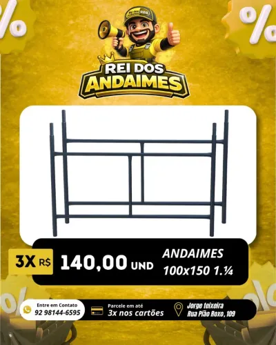 Venda: (andaimes, travas, rodízios e plataformas).