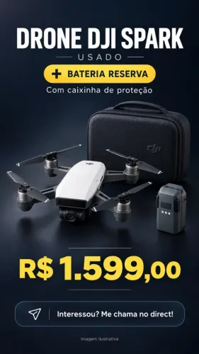 Drone DJI Spark usado com bateria reserva