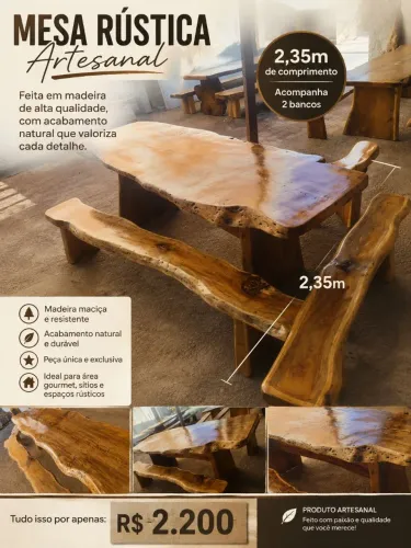 Mesa rústica acácia 