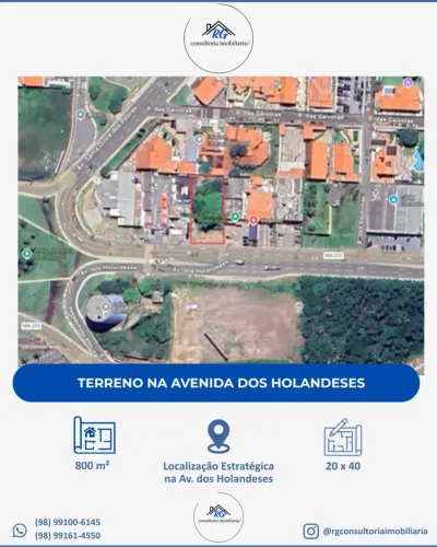 Terreno na Avenida dos Holandeses | 800m² | Frente para Avenida | Plano | São Luís