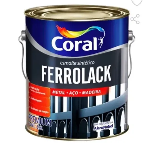 Tinta Antiferrugem Coralit Preto 3,6L da Coral Ferrolack