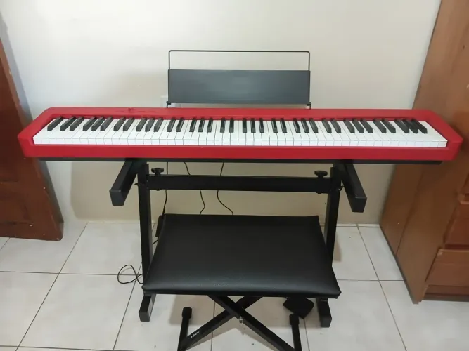 Piano Digital Casio CDP-S160 Vermelho + Suporte Z Saty + Banqueta + NF