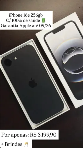 iPhone 16e 256gb 100% Original/Bateria na Garantia Apple!