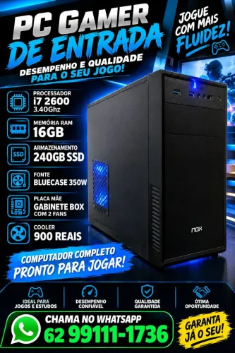 Cpu Gamer de Entrada I7 2600 com 16GB Memória 240GB Ssd