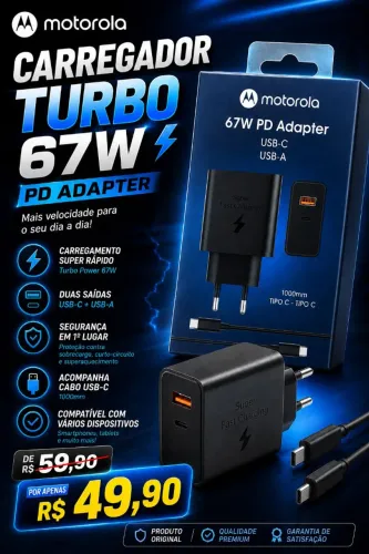 CARREGADOR TURBO 67W Motorola 