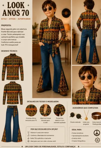 Look anos 70 infantil menino