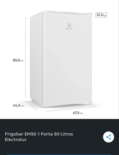 Frigobar Electrolux eficiente 90l 220v