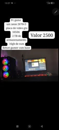 Pc gamer GTX 1050 ti, Xeon, 16 Gb Ram , 2 Tb, completo