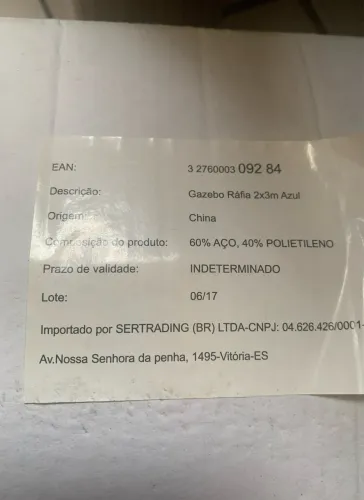 Venda de gazebo/ barraca usado só 1 vez.