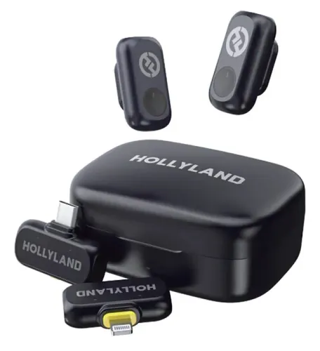 Microfone sem fio Hollyland Lark A1 Combo mini para iPhone e Android