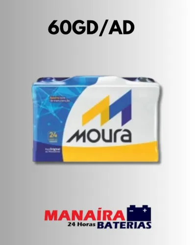 Bateria Moura 60 Amperes M60GD/AD - 24 meses de garantia