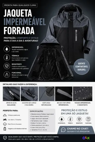 JAQUETA IMPERMEÁVEL FORRADA TÉRMICA