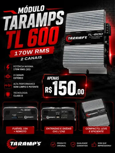 Modulo Taramps Tl 600 170w Rms 2 Ch Amplificador Tl600 Som