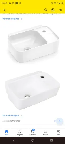 Cuba lavabo novo sem uso.