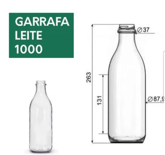 Garrafas de vidro transparente 1L